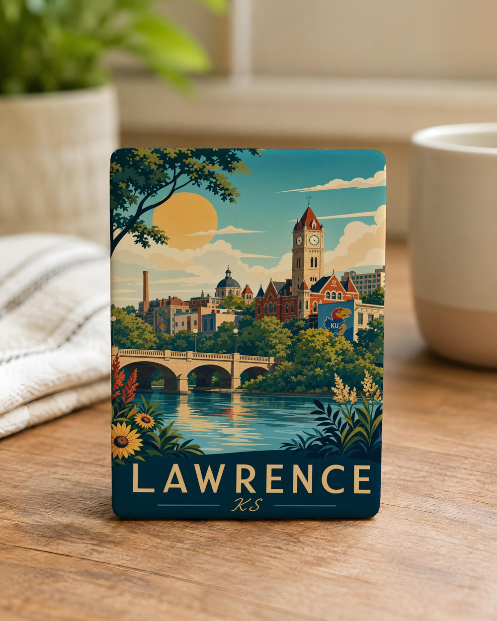 Lawrence KS Fridge Magnet, Lawrence Kansas Souvenir Magnet, Kansas Travel Gift, College Town Keepsake, Local Landmark Magnet