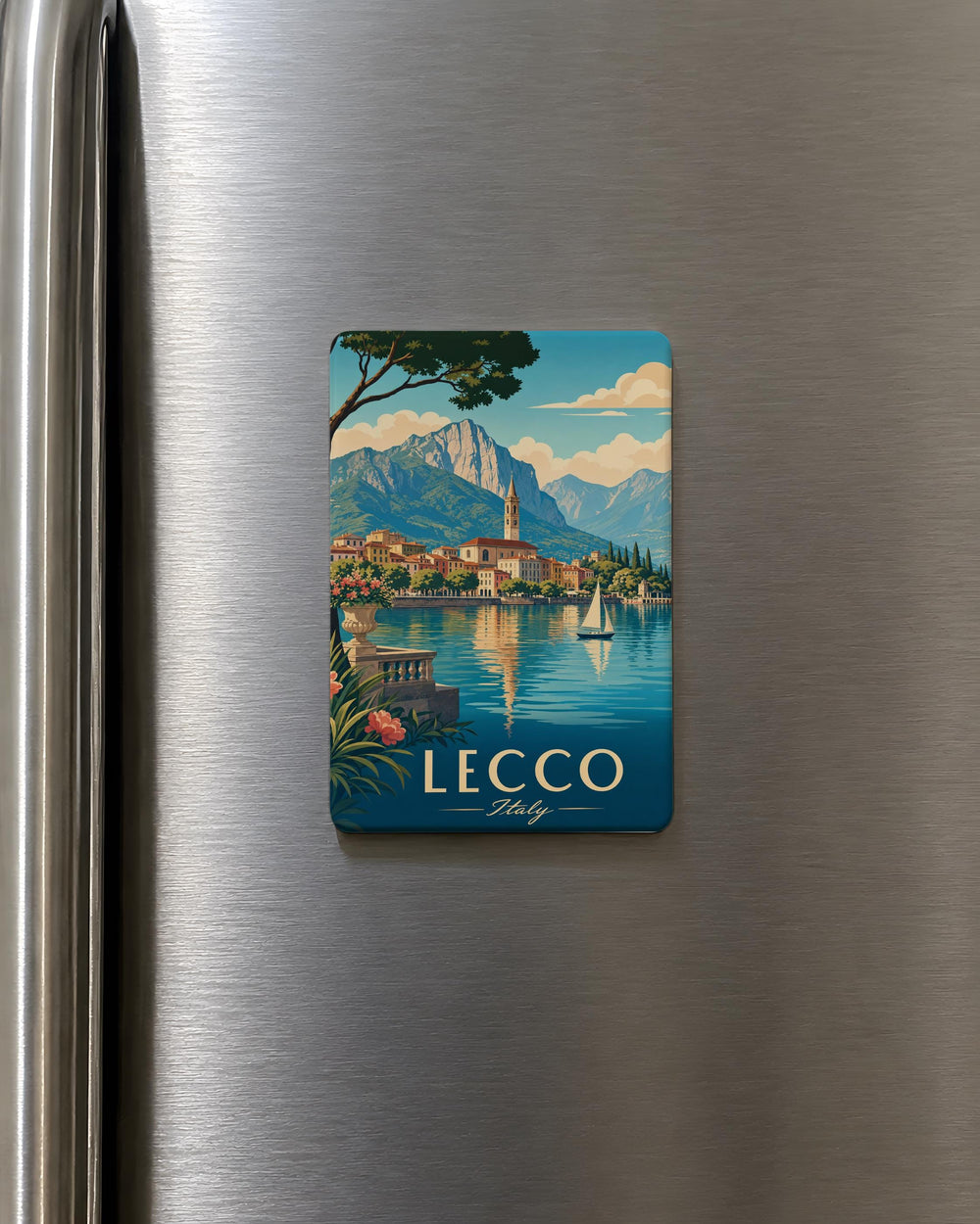 Lecco Italy Fridge Magnet, Lake Como Travel Souvenir Magnet, Lecco City Landmark Refrigerator Magnet