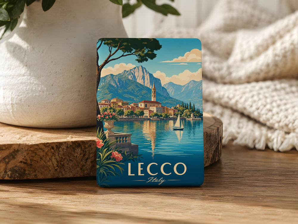 Lecco Italy Fridge Magnet, Lake Como Travel Souvenir Magnet, Lecco City Landmark Refrigerator Magnet
