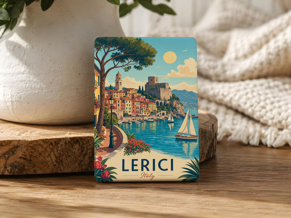 Lerici Italy Fridge Magnet, Lerici Liguria Souvenir Magnet, Italian Riviera Travel Gift, Coastal Town Landmark Magnet