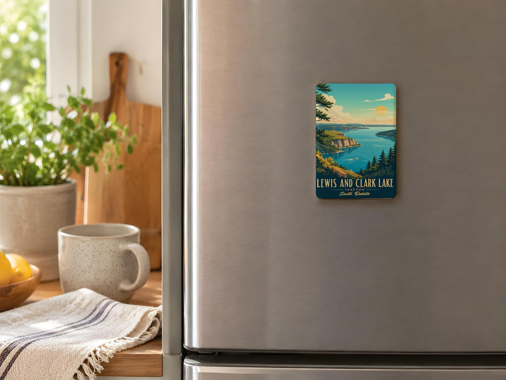 Lewis and Clark Lake Fridge Magnet, South Dakota Nebraska Reservoir Souvenir, Lake Landscape Travel Keepsake Magnet