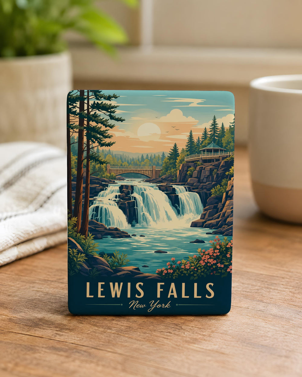 Lewis Falls Fridge Magnet, Waterfall Nature Scene Souvenir Magnet, Scenic Hiking Travel Keepsake Magnet