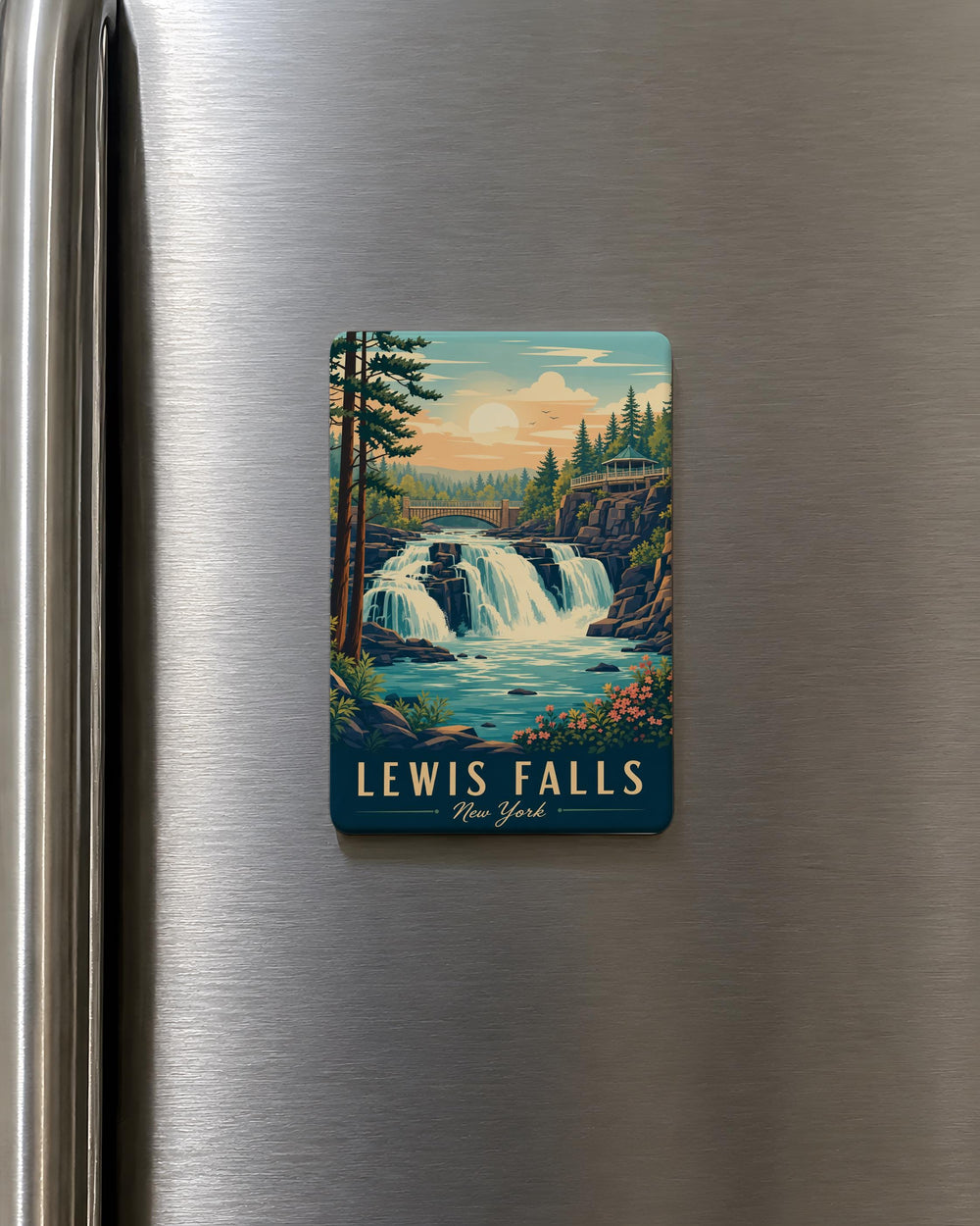 Lewis Falls Fridge Magnet, Waterfall Nature Scene Souvenir Magnet, Scenic Hiking Travel Keepsake Magnet