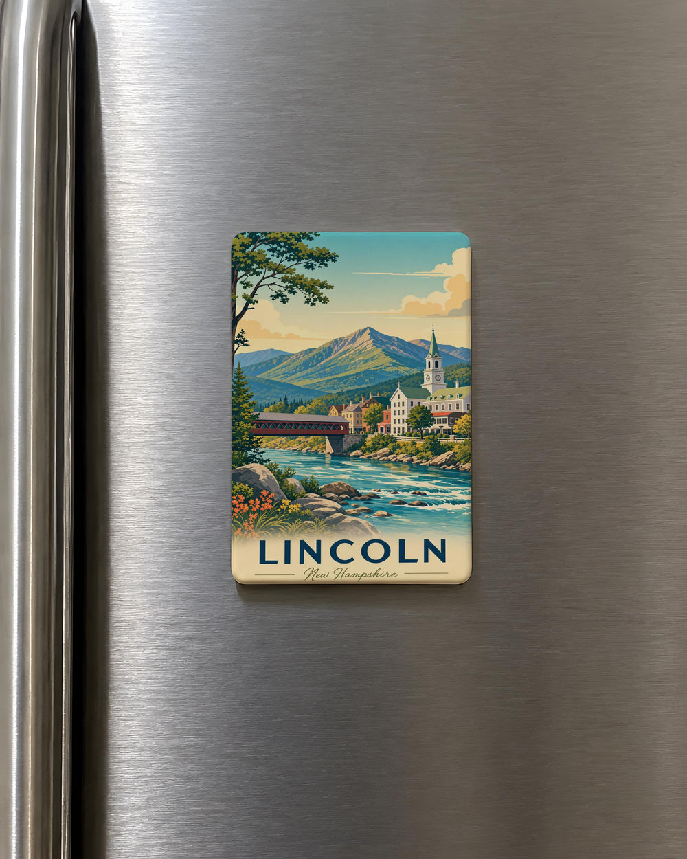 Lincoln NH Fridge Magnet, Lincoln New Hampshire Souvenir Magnet, White Mountains Travel Gift, New England Vacation Keepsake