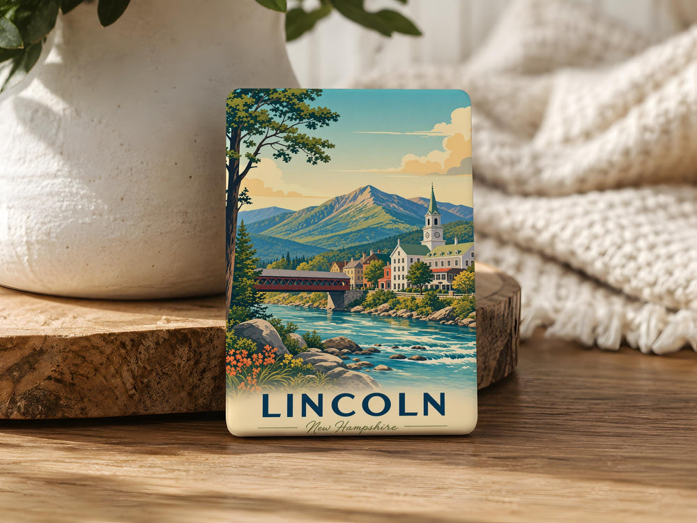 Lincoln NH Fridge Magnet, Lincoln New Hampshire Souvenir Magnet, White Mountains Travel Gift, New England Vacation Keepsake