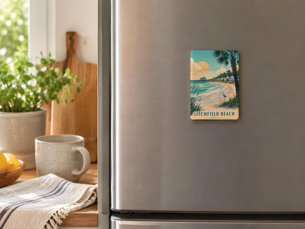 Litchfield Beach SC Fridge Magnet, South Carolina Coastal Beach Souvenir Magnet, Litchfield Beach Travel Keepsake Magnet
