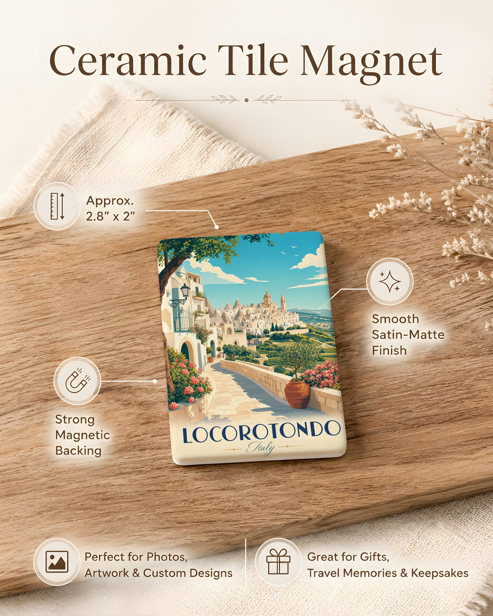Locorotondo Italy Fridge Magnet, Locorotondo Souvenir Magnet, Italy Travel Gift, Puglia Keepsake Magnet, Italian Town Magnet