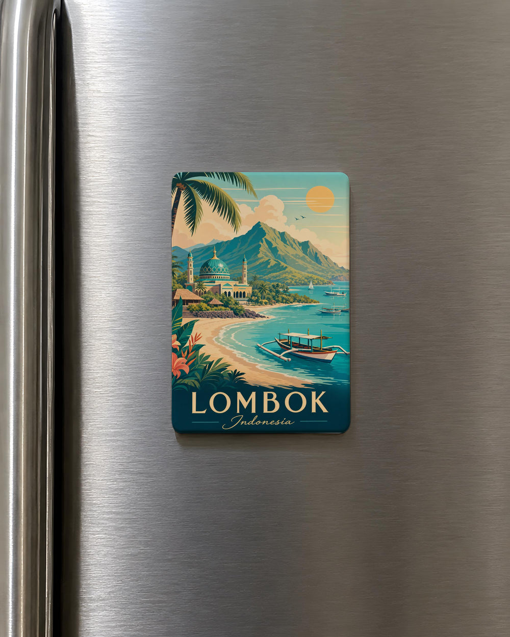 Lombok Indonesia Fridge Magnet, Lombok Island Souvenir, Indonesia Travel Keepsake, Lombok Vacation Gift, Island Landmark Magnet