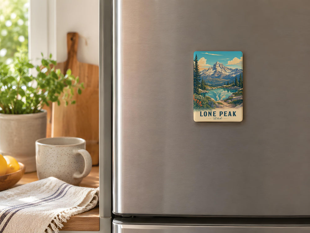 Lone Peak Utah Fridge Magnet, Wasatch Mountains Summit Souvenir, Utah Hiking Mountain Landscape Magnet