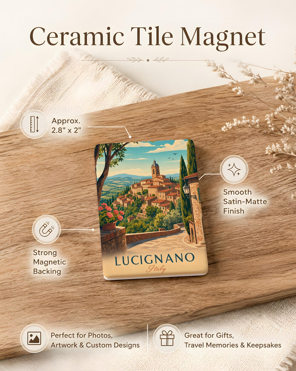 Lucignano Italy Fridge Magnet, Lucignano Town Souvenir Magnet, Tuscany Travel Gift, Italian Village Keepsake Magnet