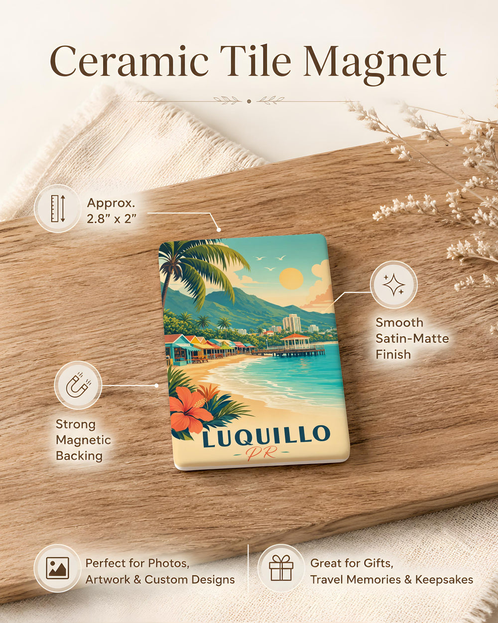 Luquillo Puerto Rico Fridge Magnet, Luquillo PR Souvenir Magnet, Puerto Rico Travel Gift, Beach Town Keepsake Magnet