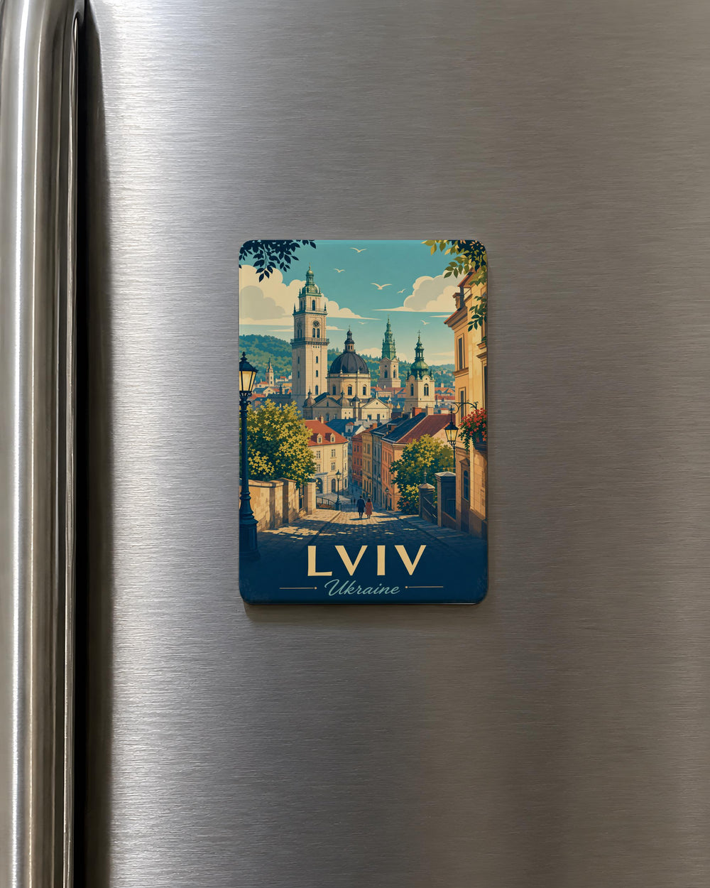 Lviv Ukraine Fridge Magnet, Lviv City Souvenir Magnet, Ukraine Travel Keepsake, Lviv Landmark Gift, Ukrainian City Magnet