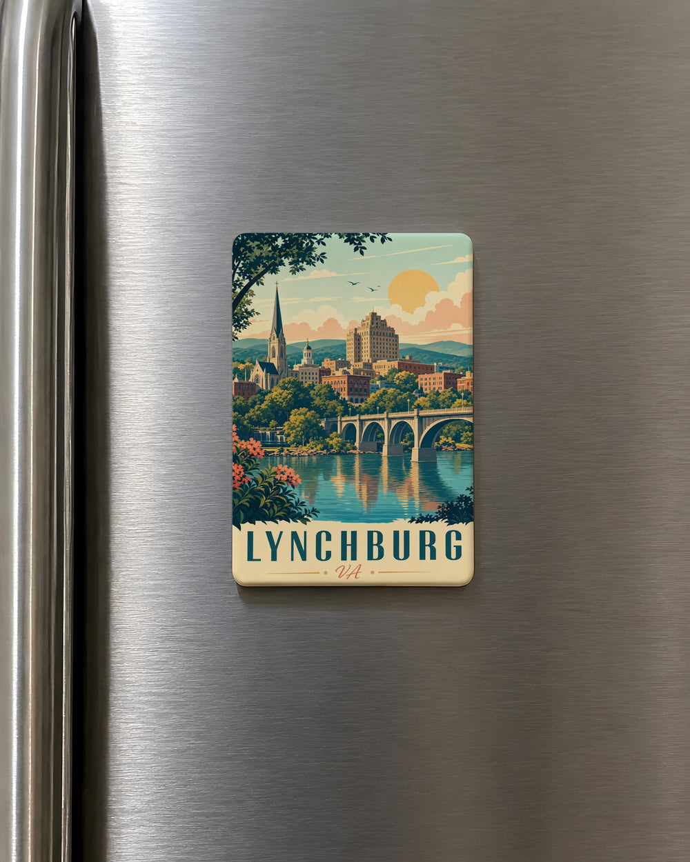 Lynchburg VA Fridge Magnet, Lynchburg Virginia Souvenir Magnet, Downtown Lynchburg Landmark Travel Gift Magnet