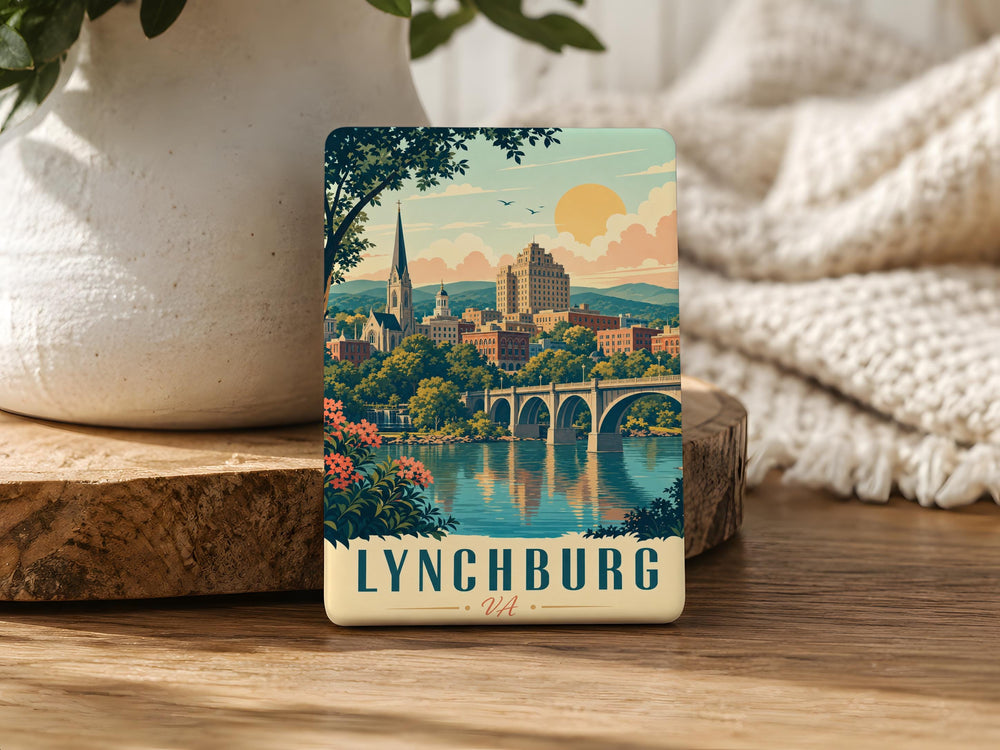 Lynchburg VA Fridge Magnet, Lynchburg Virginia Souvenir Magnet, Downtown Lynchburg Landmark Travel Gift Magnet