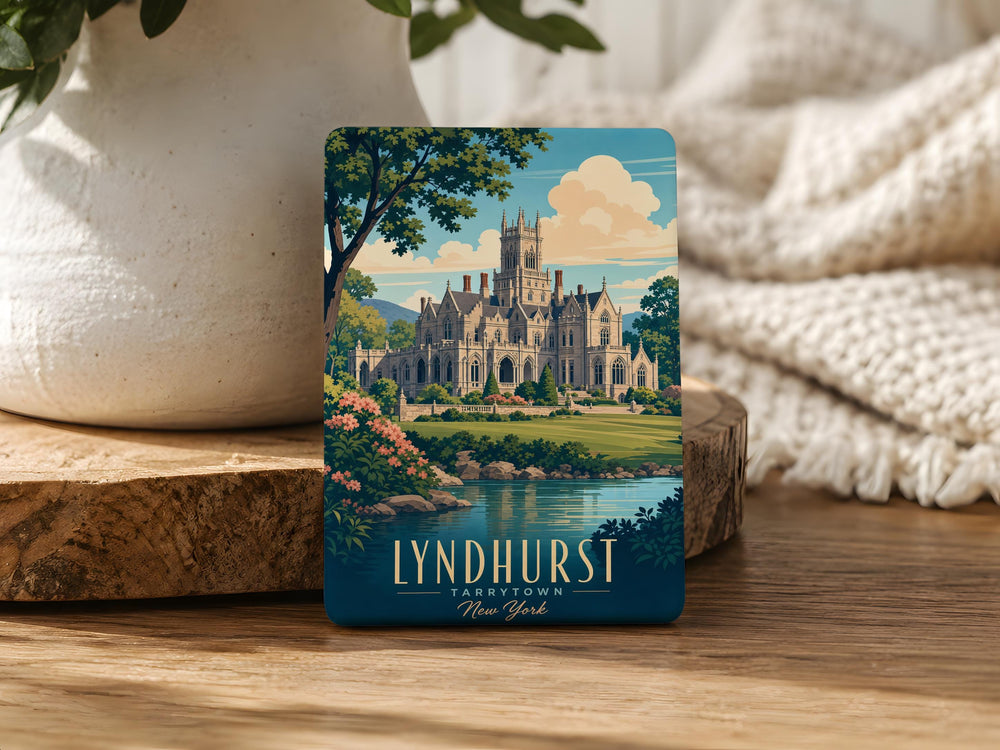 Lyndhurst Mansion Fridge Magnet, Historic Gothic Revival Estate Souvenir, Hudson Valley Landmark Kitchen Magnet