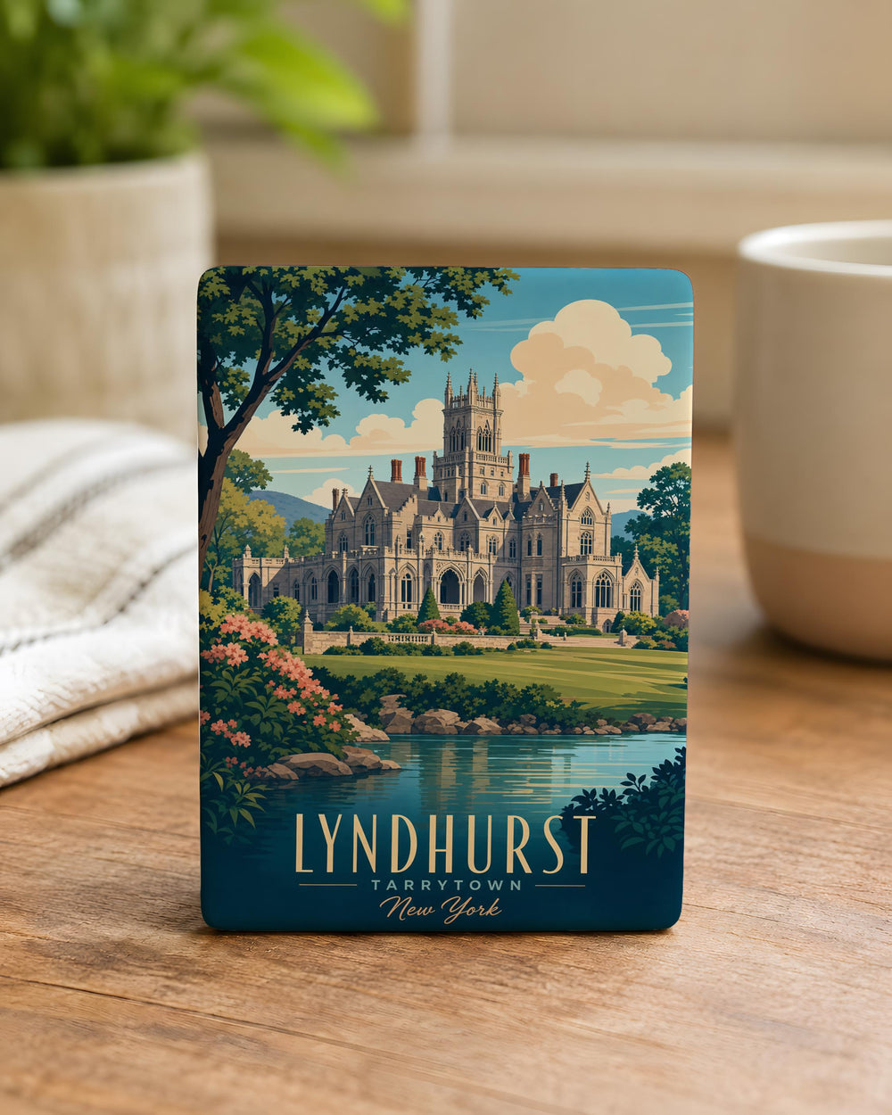Lyndhurst Mansion Fridge Magnet, Historic Gothic Revival Estate Souvenir, Hudson Valley Landmark Kitchen Magnet