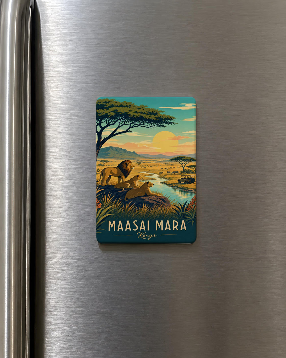 Maasai Mara Fridge Magnet, Kenya Safari Souvenir, African Wildlife Gift, Serengeti Travel Keepsake, Big Five Magnet