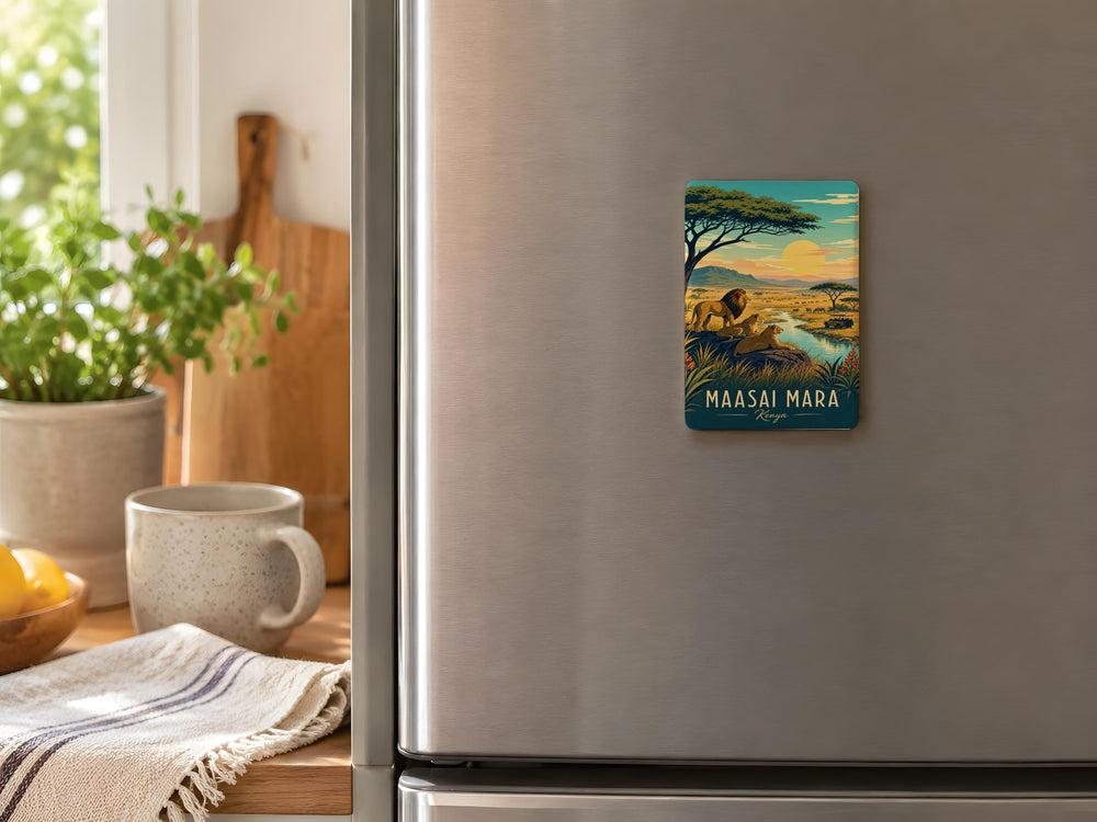Maasai Mara Fridge Magnet, Kenya Safari Souvenir, African Wildlife Gift, Serengeti Travel Keepsake, Big Five Magnet