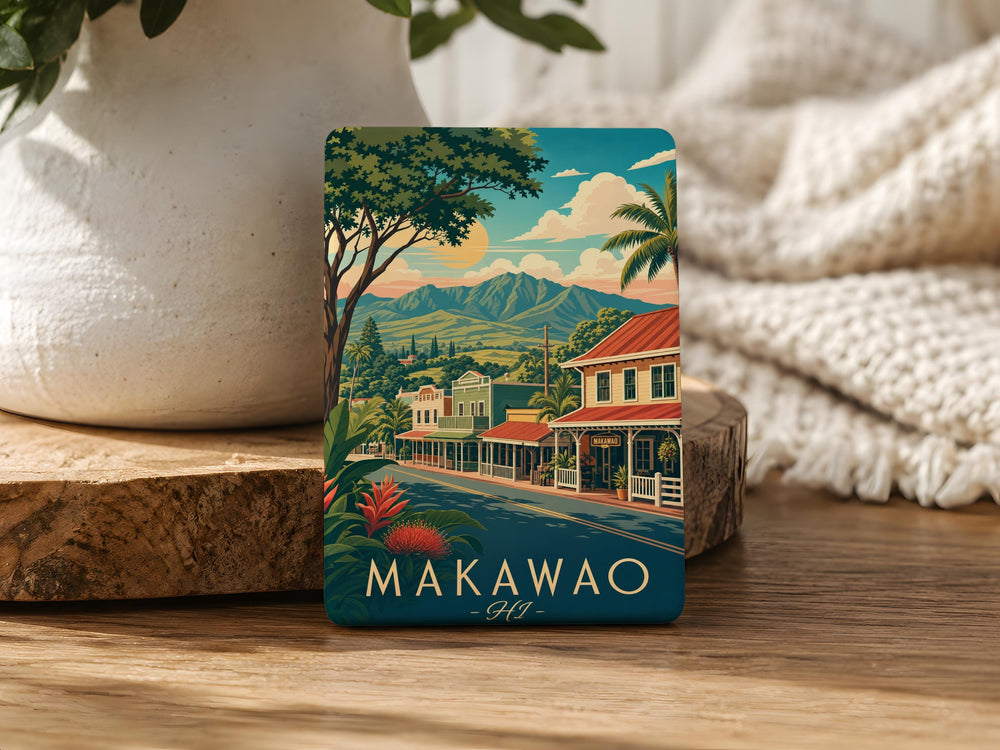 Makawao HI Fridge Magnet, Makawao Hawaii Souvenir Magnet, Maui Town Travel Keepsake Refrigerator Magnet