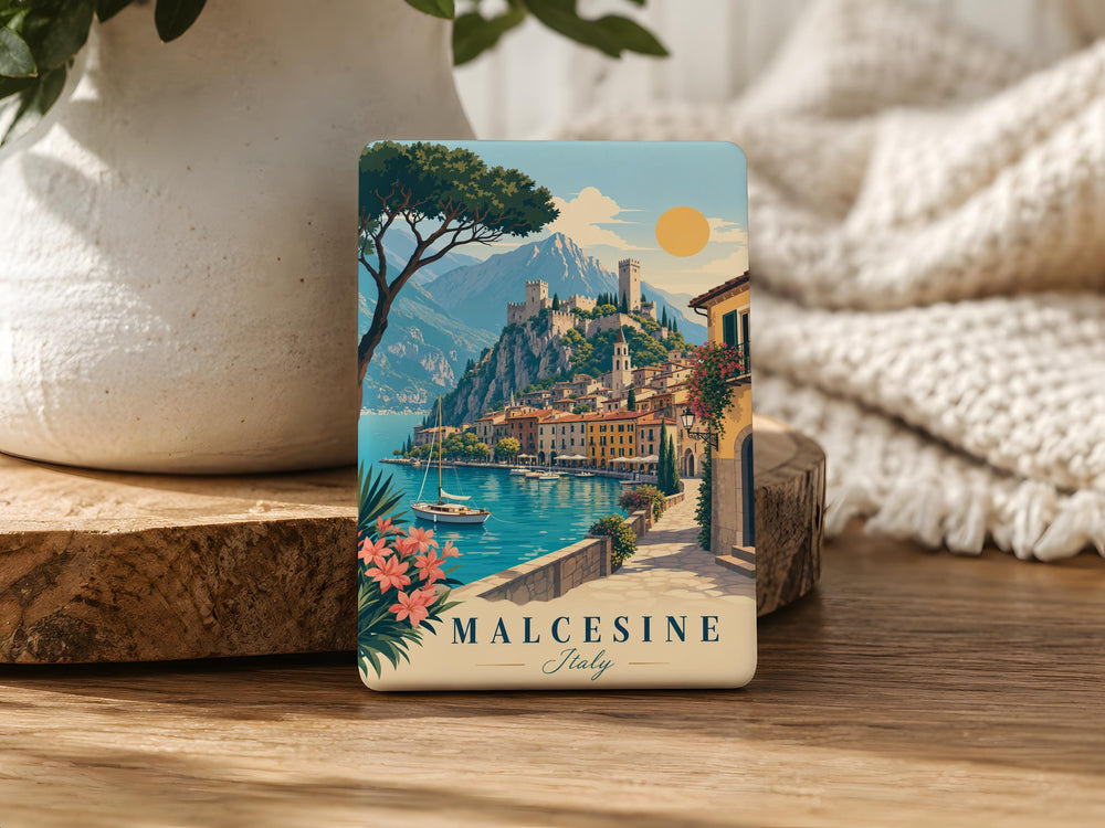 Malcesine Italy Fridge Magnet, Lake Garda Town Souvenir Magnet, Italian Travel Keepsake, Malcesine Castle Landmark Magnet