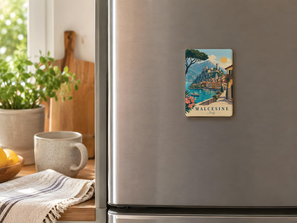 Malcesine Italy Fridge Magnet, Lake Garda Town Souvenir Magnet, Italian Travel Keepsake, Malcesine Castle Landmark Magnet