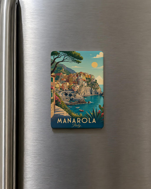 Manarola Fridge Magnet, Cinque Terre Italy Coastal Village Souvenir, Italian Riviera Travel Gift, Liguria Seaside Town Magnet
