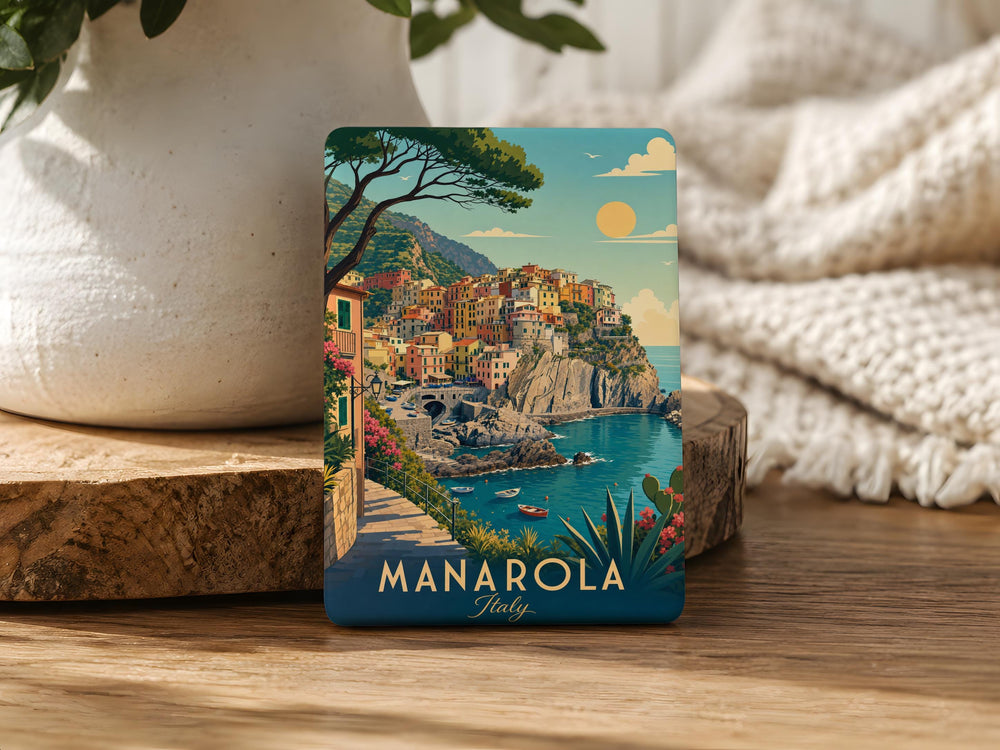 Manarola Fridge Magnet, Cinque Terre Italy Coastal Village Souvenir, Italian Riviera Travel Gift, Liguria Seaside Town Magnet