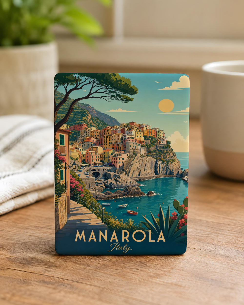 Manarola Fridge Magnet, Cinque Terre Italy Coastal Village Souvenir, Italian Riviera Travel Gift, Liguria Seaside Town Magnet