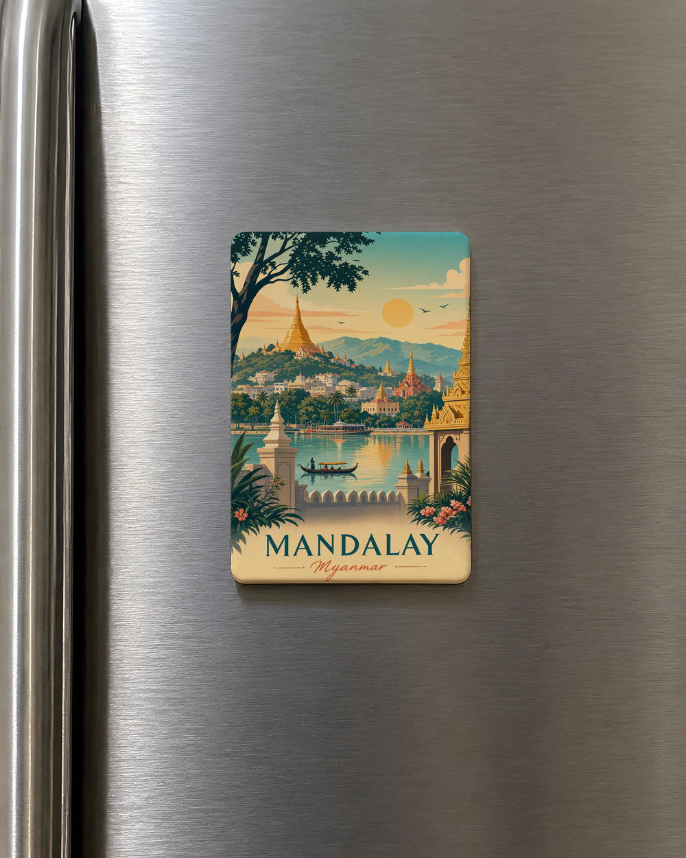 Mandalay Myanmar Fridge Magnet, Mandalay City Souvenir Magnet, Myanmar Travel Gift, Mandalay Landmark Keepsake Magnet