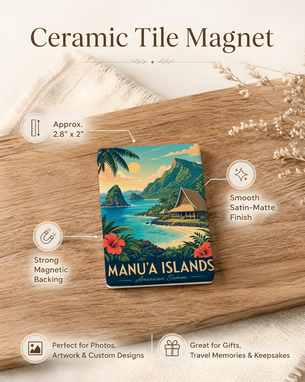 Manua Islands Fridge Magnet, American Samoa Island Souvenir Magnet, Manua Islands Travel Keepsake Gift