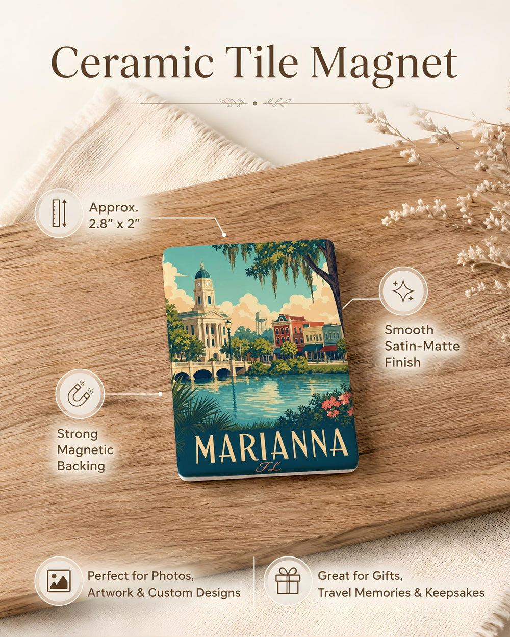Marianna Florida Fridge Magnet, Marianna FL Souvenir Magnet, Jackson County FL Travel Gift, Florida Road Trip Keepsake Magnet