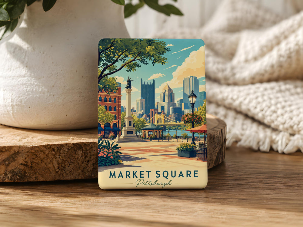 Market Square Pittsburgh Fridge Magnet, Downtown Pittsburgh Pennsylvania Souvenir, City Landmark Travel Keepsake Magnet