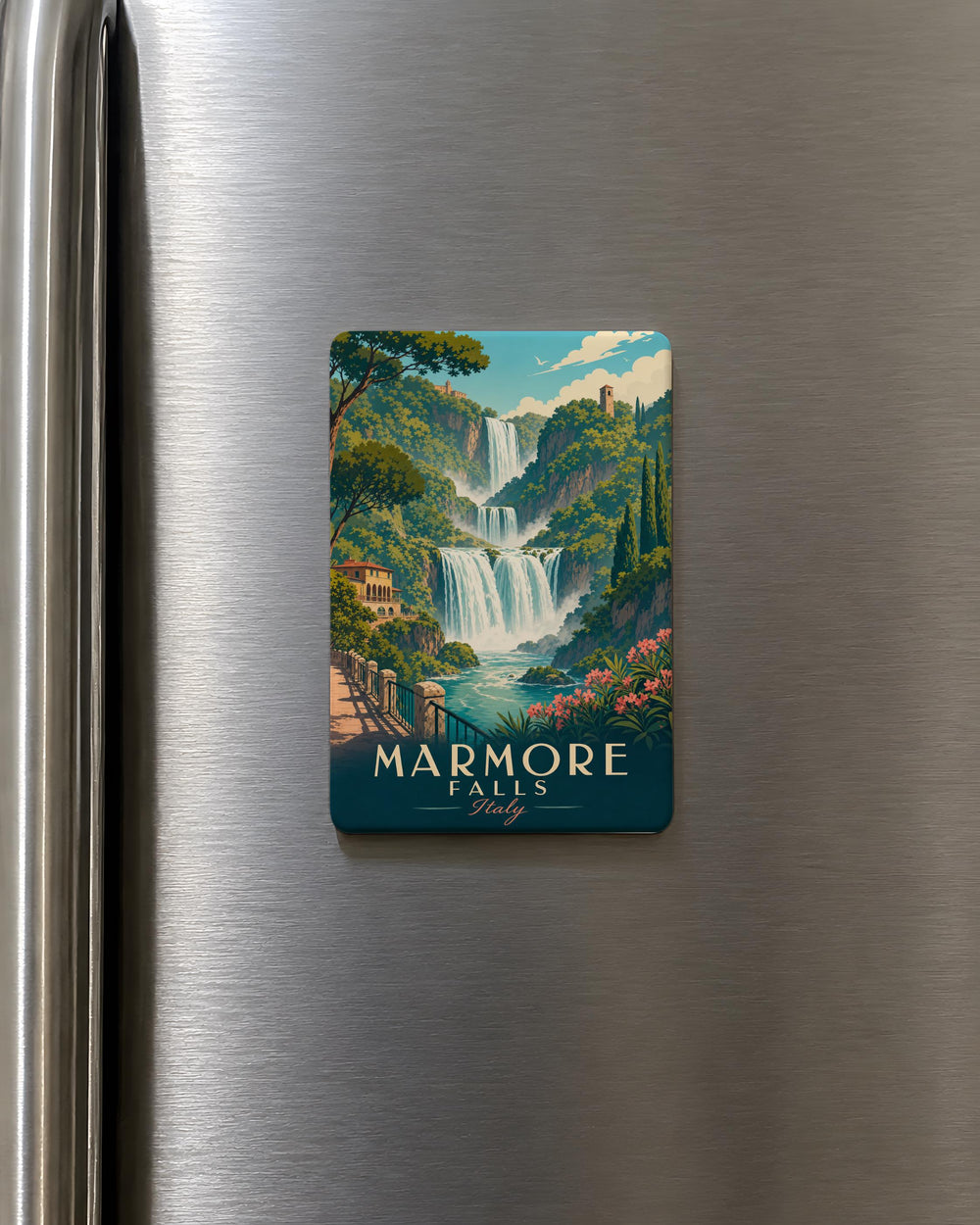 Marmore Falls Fridge Magnet, Waterfall Landmark Souvenir Magnet, Nature Travel Keepsake Refrigerator Magnet