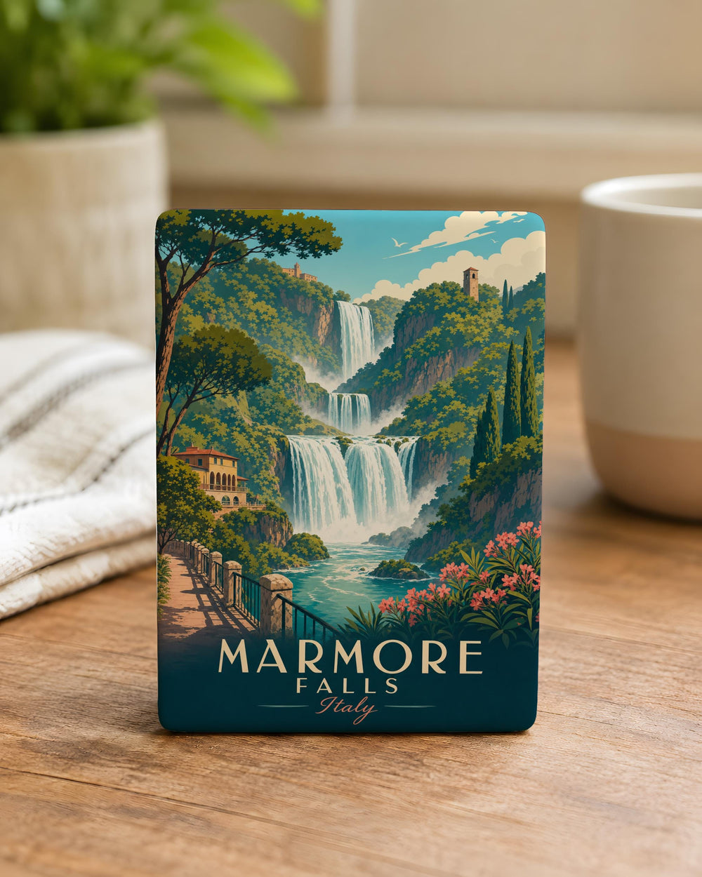 Marmore Falls Fridge Magnet, Waterfall Landmark Souvenir Magnet, Nature Travel Keepsake Refrigerator Magnet