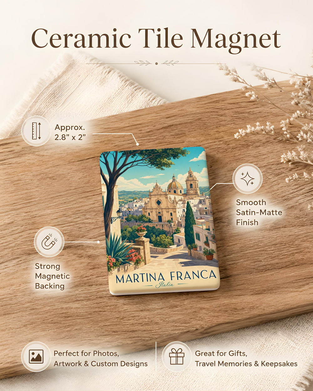 Martina Franca Fridge Magnet, Martina Franca Italy Travel Souvenir Magnet, Apulia Puglia Landmark Keepsake Magnet