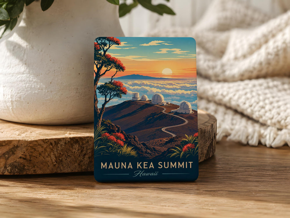 Mauna Kea Summit Fridge Magnet, Hawaii Mountain Peak Souvenir Magnet, Mauna Kea Observatory Landmark Magnet
