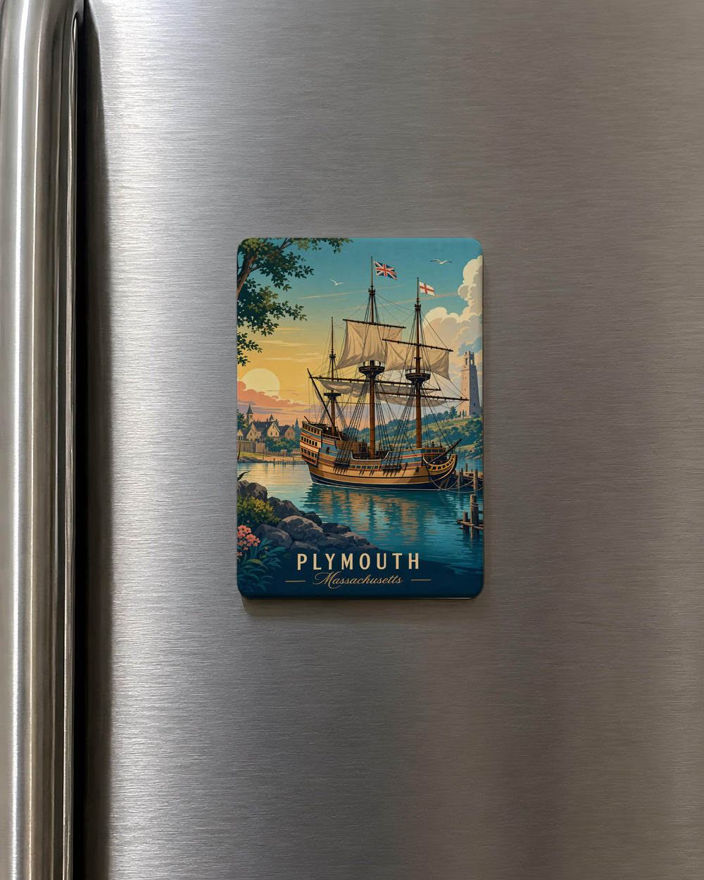Mayflower II Ship Fridge Magnet, Historic Pilgrim Vessel Souvenir Magnet, Plymouth Massachusetts Mayflower Replica Magnet