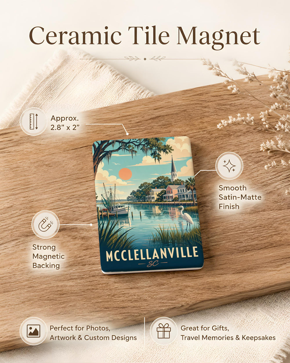 McClellanville SC Fridge Magnet, McClellanville South Carolina Souvenir Magnet, Coastal Town Travel Gift, Lowcountry Keepsake Magnet