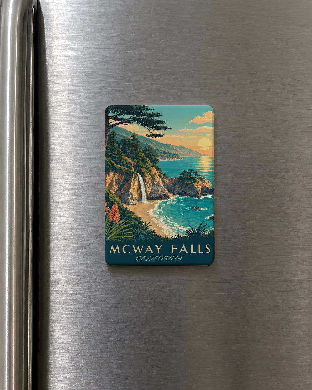 McWay Falls Fridge Magnet, Big Sur California Waterfall Cove Coastal Cliff Scenic Souvenir Magnet