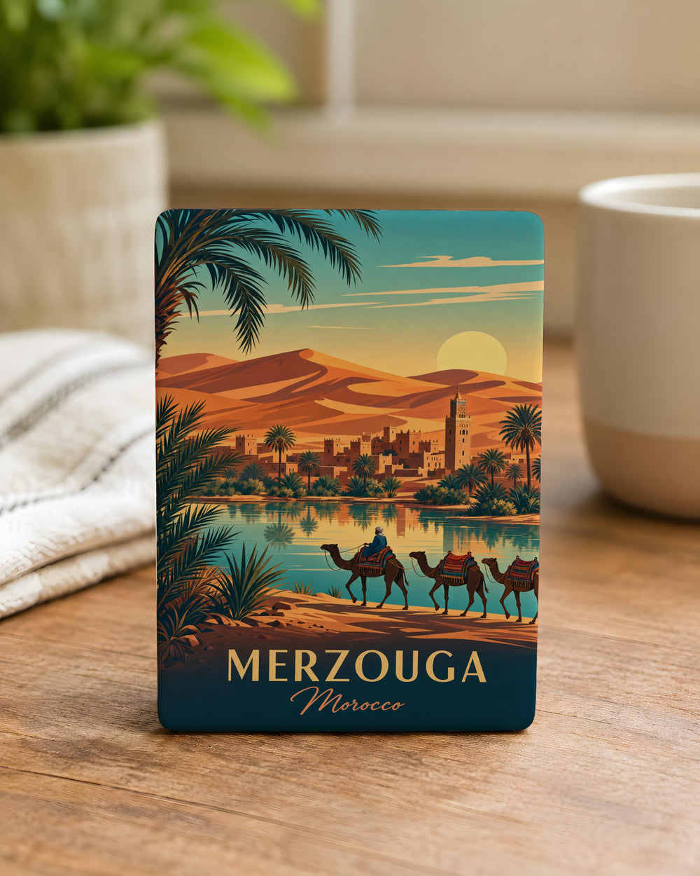 Merzouga Morocco Fridge Magnet, Sahara Desert Dunes Souvenir, Erg Chebbi Travel Keepsake Magnet, Moroccan Desert Gift