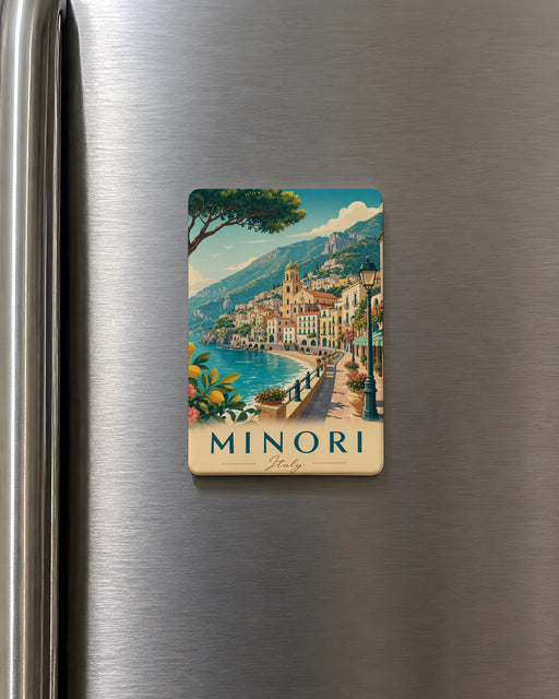 Minori Italy Fridge Magnet, Amalfi Coast Travel Souvenir, Minori Town Landmark Keepsake, Italian Vacation Refrigerator Magnet
