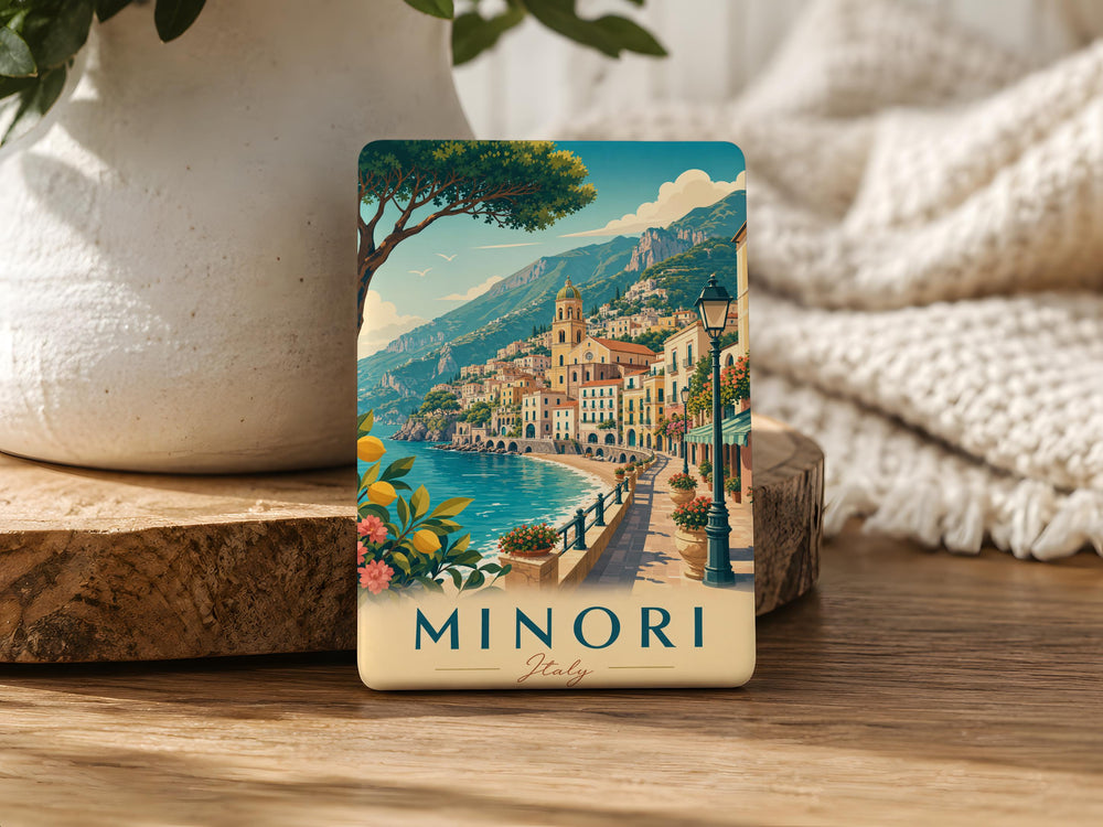 Minori Italy Fridge Magnet, Amalfi Coast Travel Souvenir, Minori Town Landmark Keepsake, Italian Vacation Refrigerator Magnet