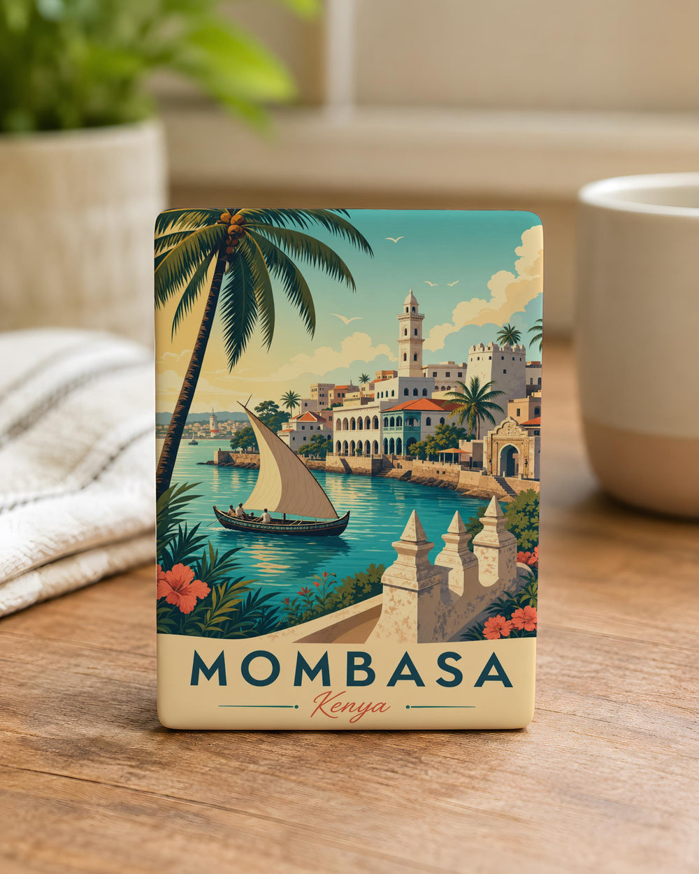 Mombasa Kenya Fridge Magnet, Mombasa Souvenir Magnet, Kenya Travel Gift, Coastal City Landmark Keepsake Magnet