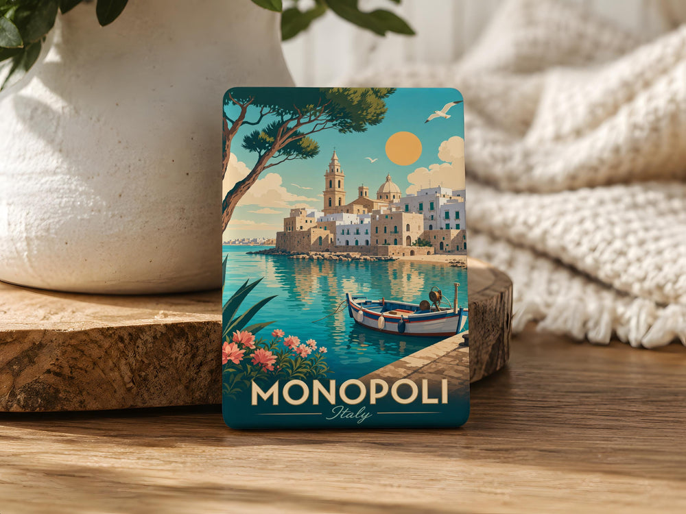 Monopoli Italy Fridge Magnet, Apulia Coastal Town Souvenir, Italian Travel Keepsake, Puglia Landmark Magnet
