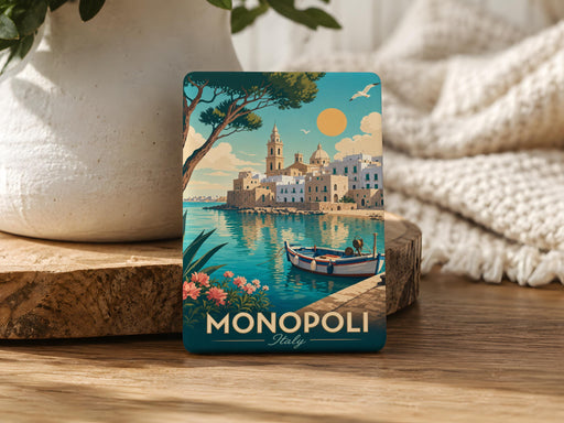 Monopoli Italy Fridge Magnet, Apulia Coastal Town Souvenir, Italian Travel Keepsake, Puglia Landmark Magnet