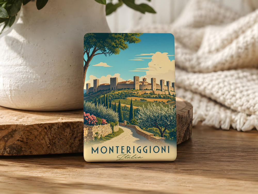 Monteriggioni Fridge Magnet, Tuscany Italy Medieval Walled Town Souvenir Magnet, Travel Gift, Italian Village Keepsake Magnet