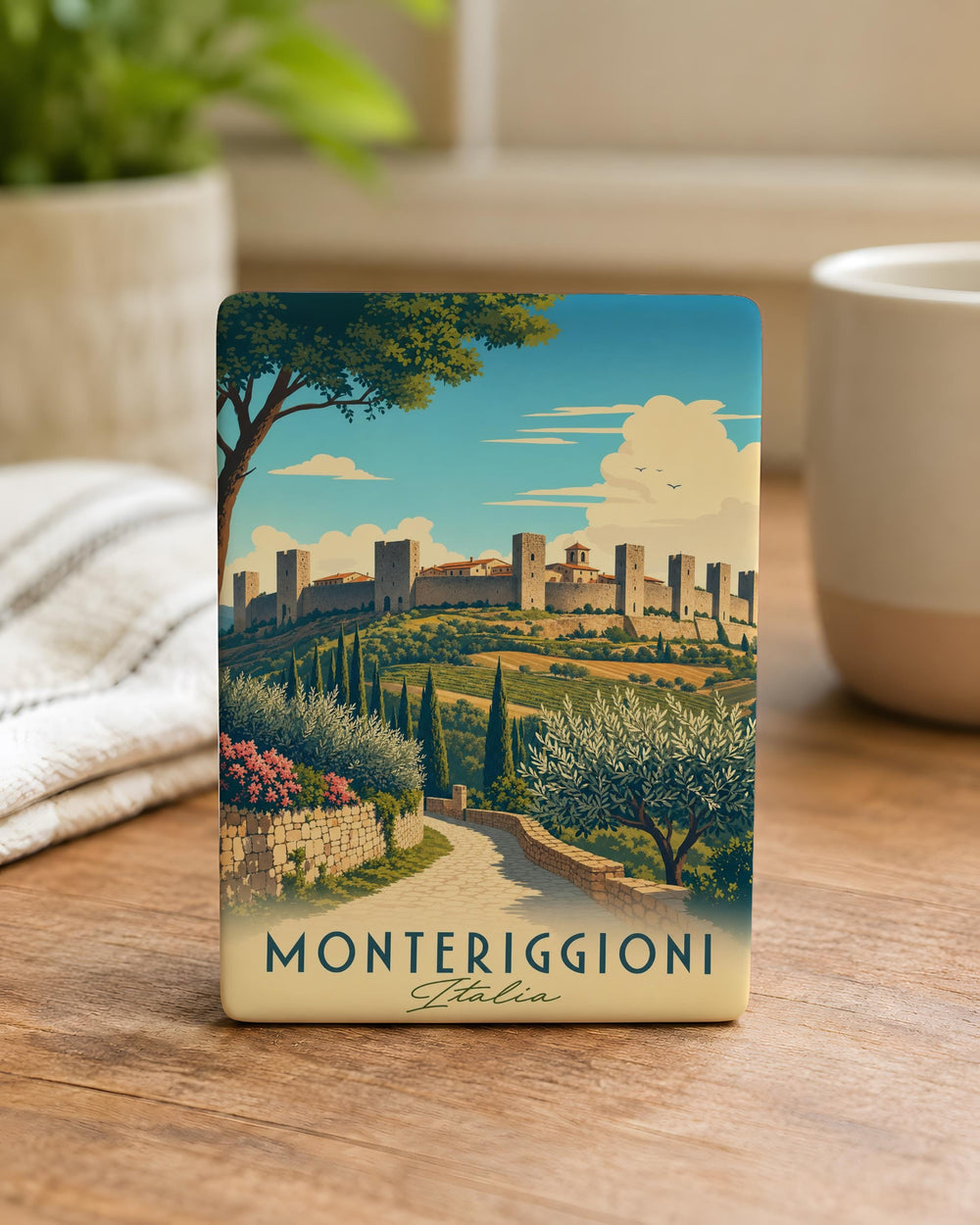 Monteriggioni Fridge Magnet, Tuscany Italy Medieval Walled Town Souvenir Magnet, Travel Gift, Italian Village Keepsake Magnet