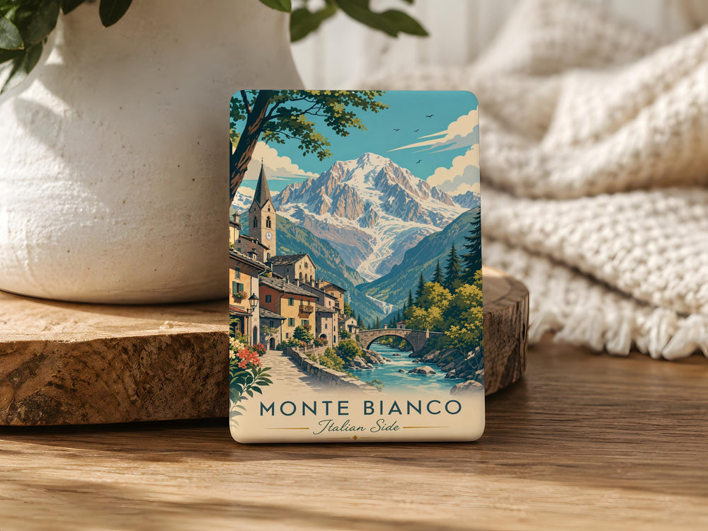 Monte Bianco Italian Side Fridge Magnet, Mont Blanc Italy Mountain Souvenir Magnet, Alpine Travel Keepsake Magnet