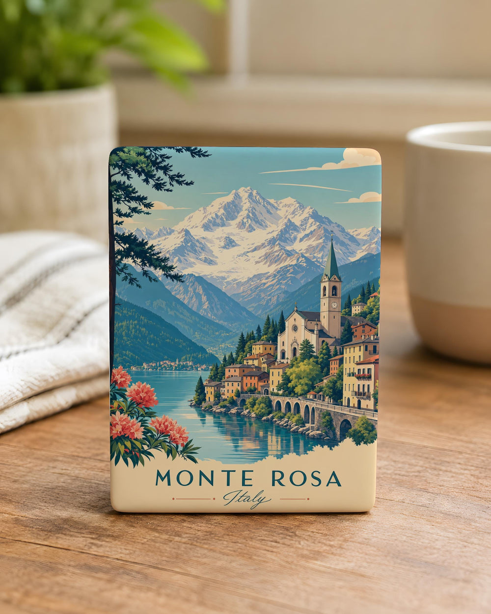 Monte Rosa Italy Fridge Magnet, Alpine Mountain Souvenir, Aosta Valley Travel Keepsake, Italian Alps Gift