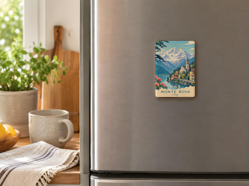 Monte Rosa Italy Fridge Magnet, Alpine Mountain Souvenir, Aosta Valley Travel Keepsake, Italian Alps Gift